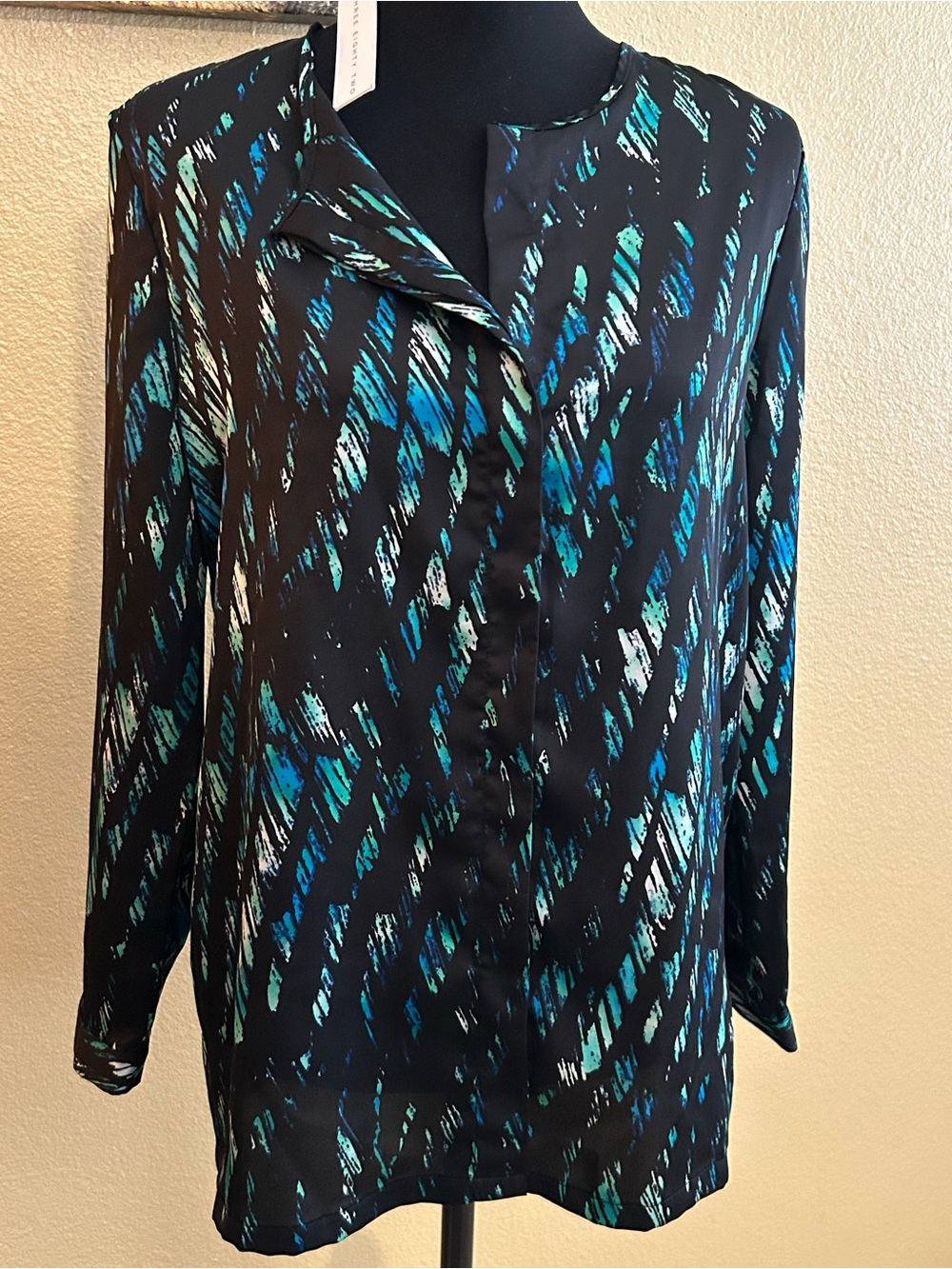 Women’s Black Abstract Brushstroke Lightweight Top Jacket - Blue & Teal